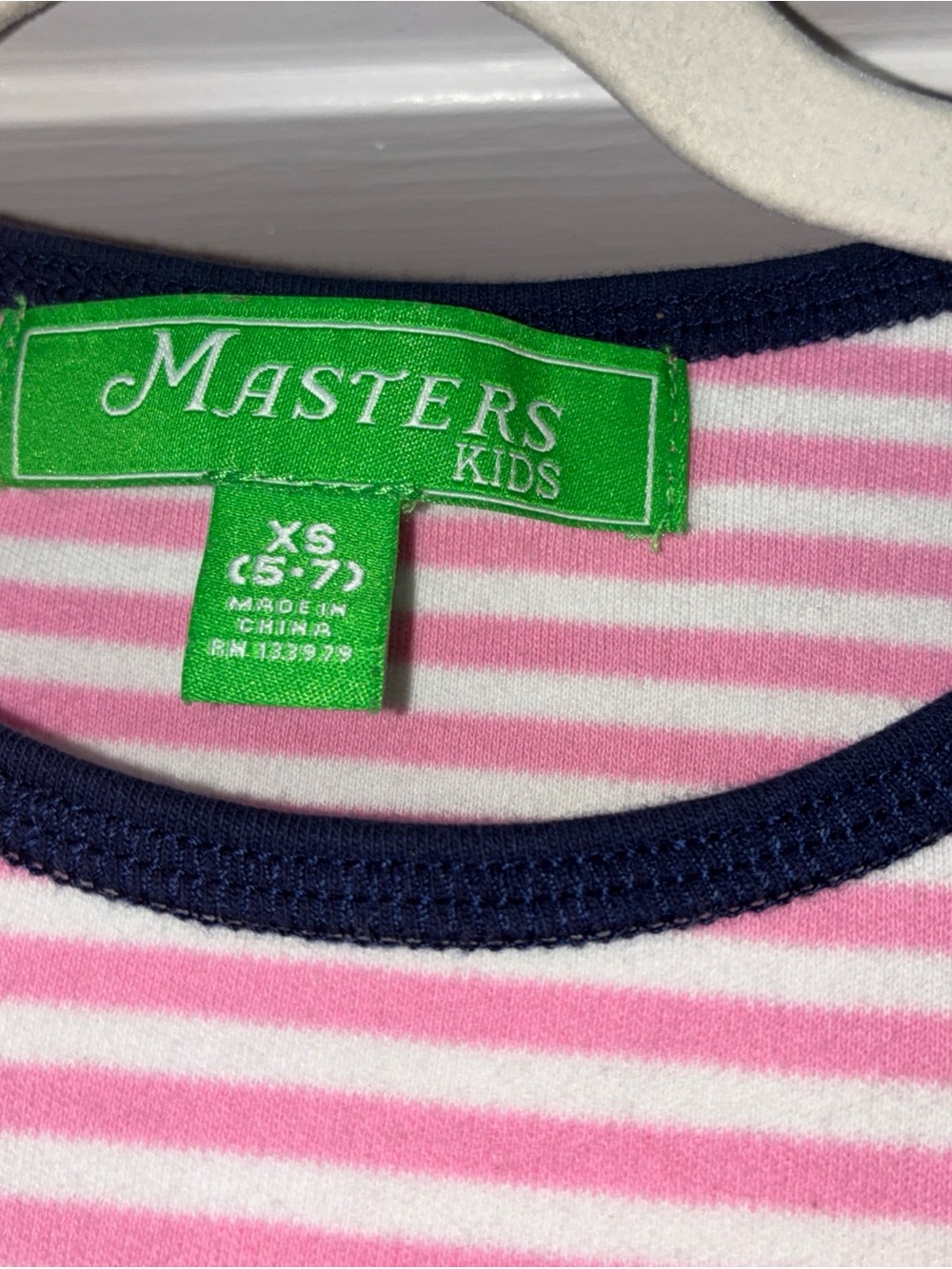 Masters Pink and White Striped Top with Navy Trim - Picture 3 of 5